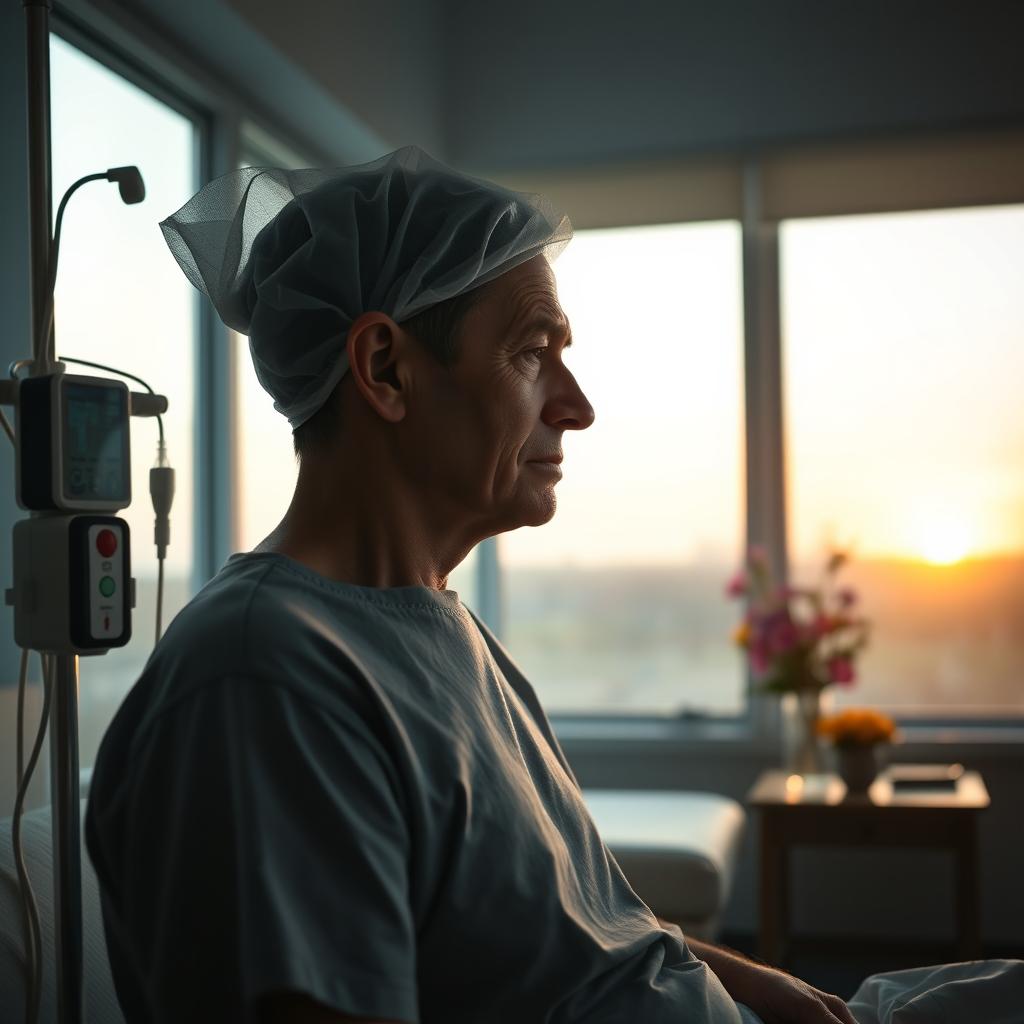 A powerful and emotive image representing the contrast between illness and hope