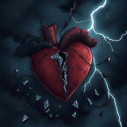 A dark, moody illustration capturing the concept of 'bitter truth', featuring a torn heart symbolizing pain and revelation