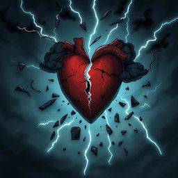 A dark, moody illustration capturing the concept of 'bitter truth', featuring a torn heart symbolizing pain and revelation