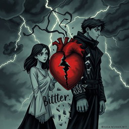 A dark, moody illustration capturing the concept of 'bitter truth', featuring two figures embodying the pain of revelation