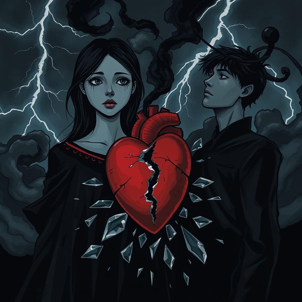 A dark, moody illustration capturing the concept of 'bitter truth', featuring two figures embodying the pain of revelation