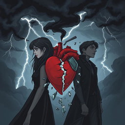 A dark, moody illustration capturing the concept of 'bitter truth', featuring two figures embodying the pain of revelation