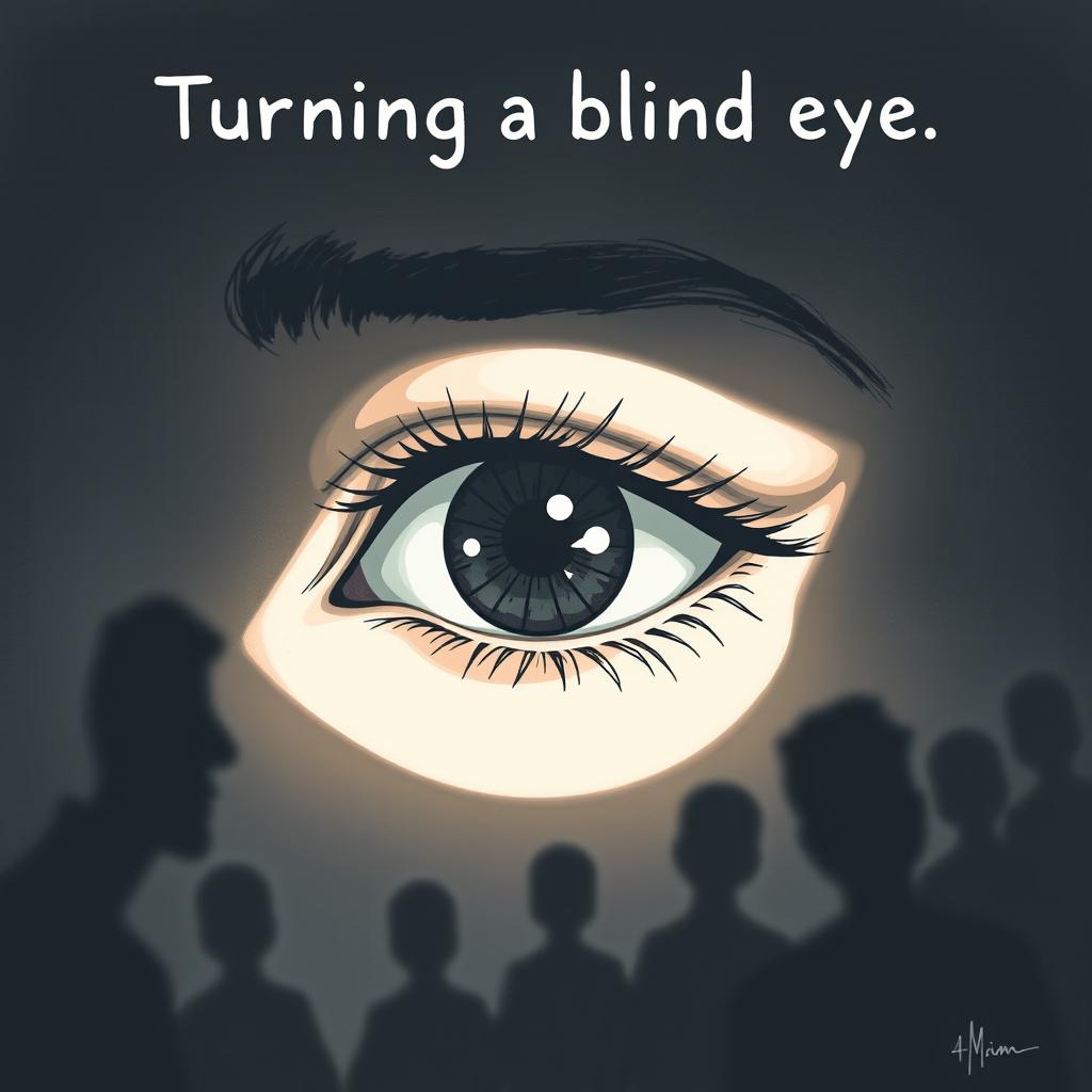 A thought-provoking illustration representing the concept of 'turning a blind eye