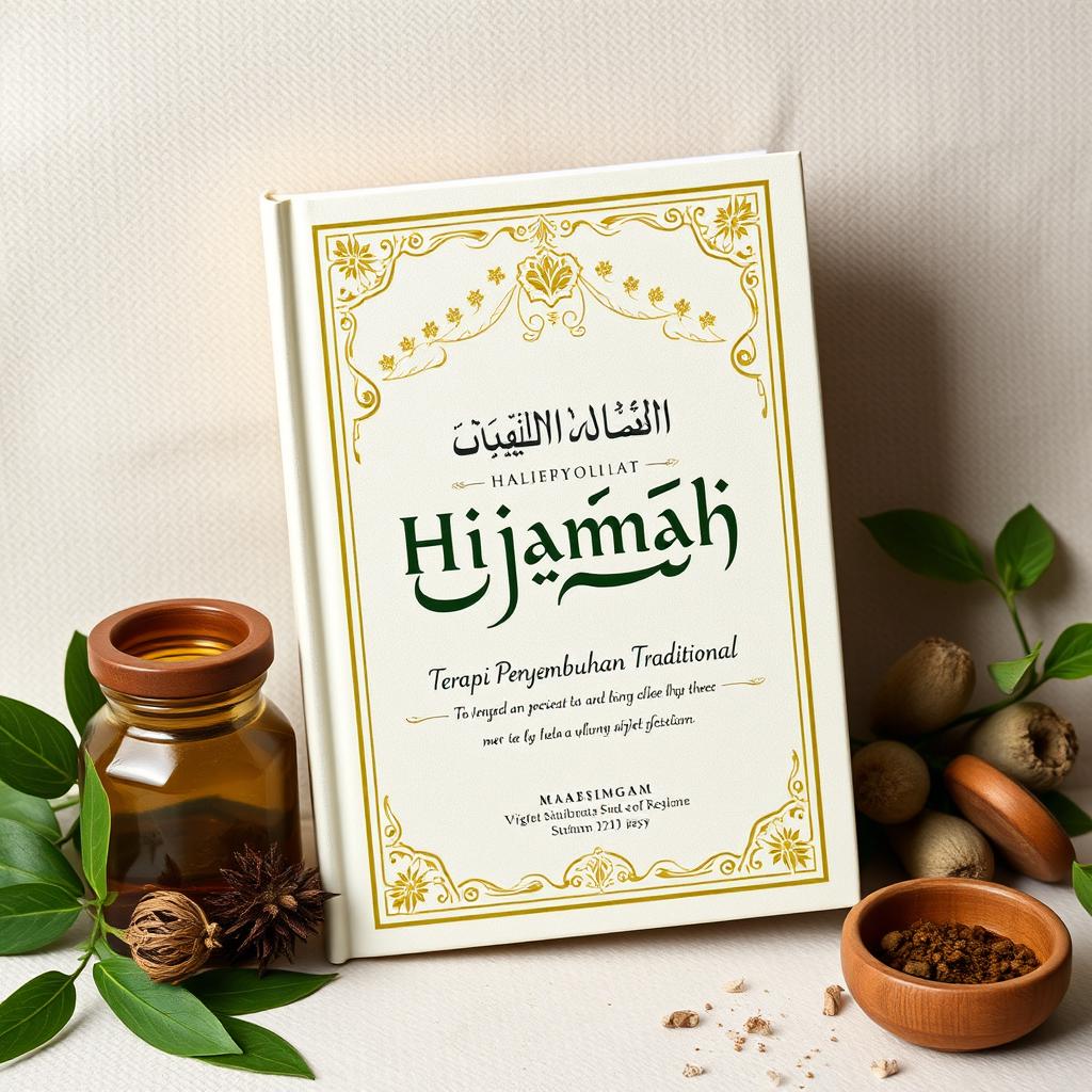 Sampul buku yang menarik untuk buku tentang hijamah berjudul 'Hijamah: Terapi Penyembuhan Tradisional'