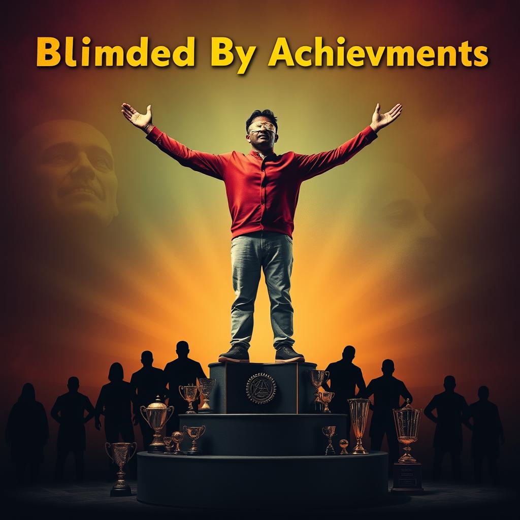 A striking visual representation of the phrase 'blinded by achievements