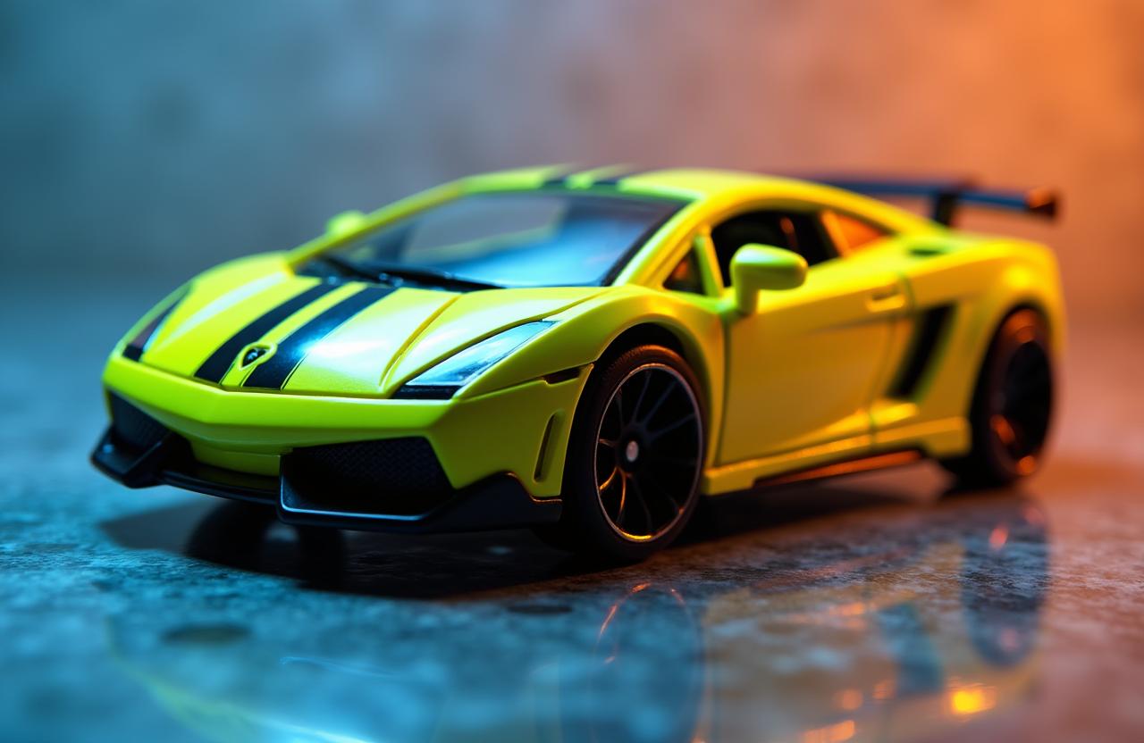 An eye-catching image of a Lamborghini Gallardo Hotwheels toy car
