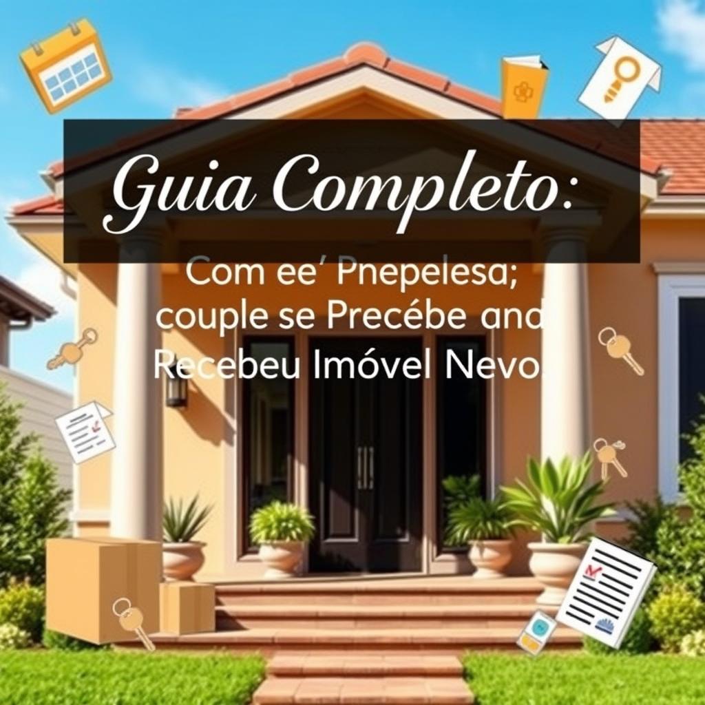 A captivating eBook cover design featuring the title 'Guia Completo: Como se Preparar para Receber Seu Imóvel Novo' prominently displayed in elegant, modern typography