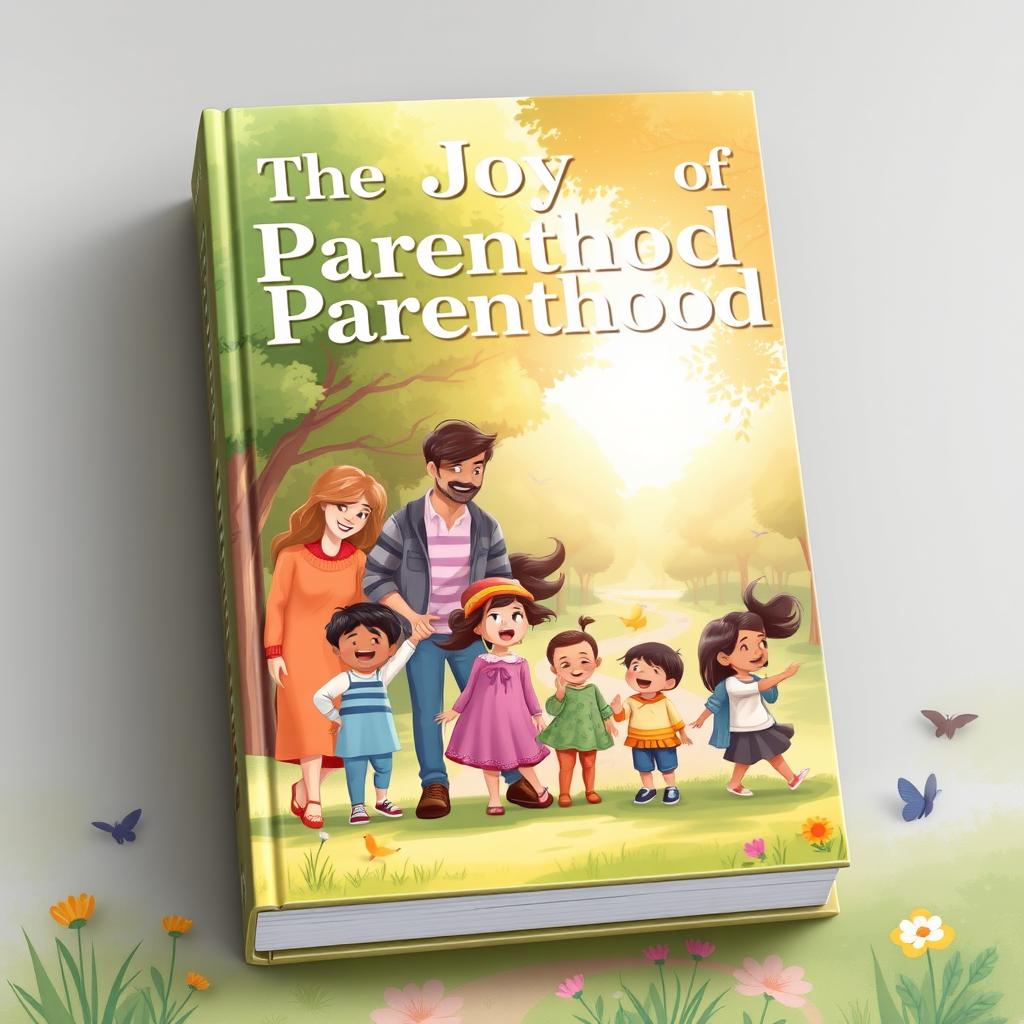 A beautifully designed parenting book cover featuring a warm and inviting illustration of a diverse family interacting joyfully