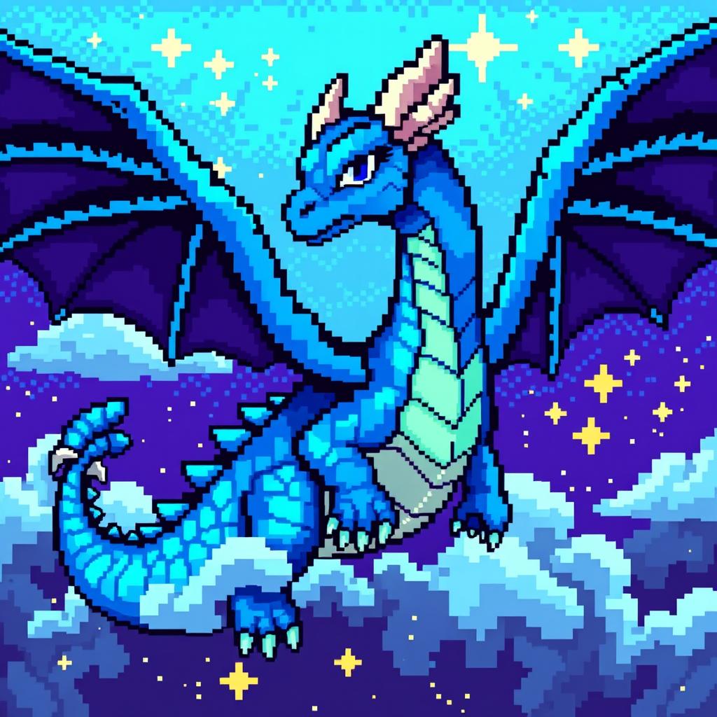 Unleash Your Imagination: Pixel Art Blue Dragon