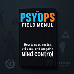 An engaging and informative book cover design for 'The PsyOps Field Manual: How to Spot, Resist, and Defend Against Mind Control'