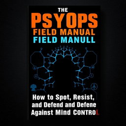 An impactful and attention-grabbing book cover design for 'The PsyOps Field Manual: How to Spot, Resist, and Defend Against Mind Control'