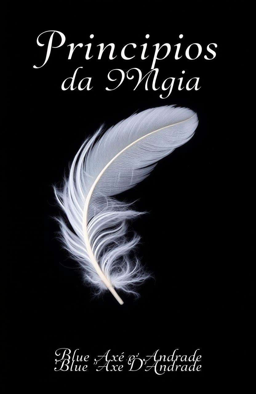 A delicate and ethereal white feather gently resting on a deep black background, creating a striking contrast