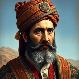 A detailed and realistic portrait of Ahmad Shah Durrani, the founder of the Durrani Empire in Afghanistan