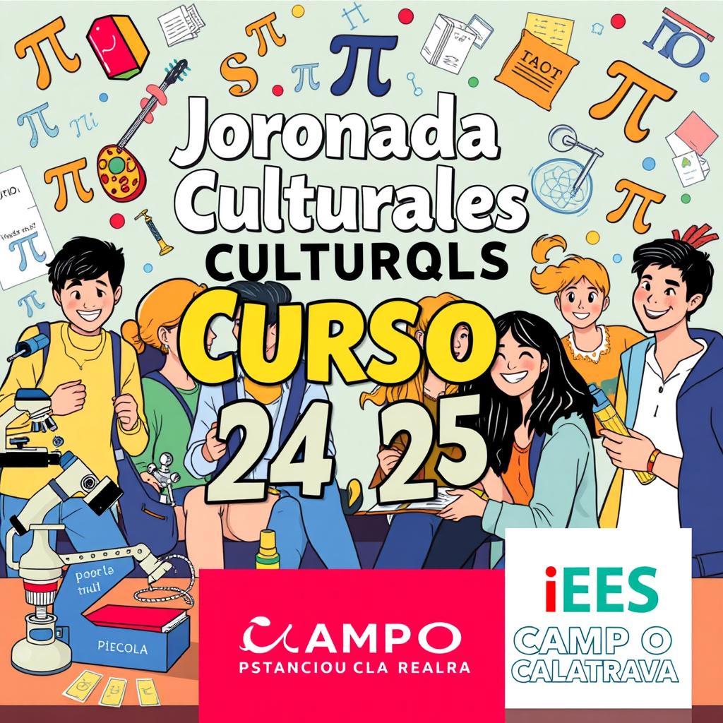 A vibrant poster depicting a group of enthusiastic teenagers enjoying a day at school