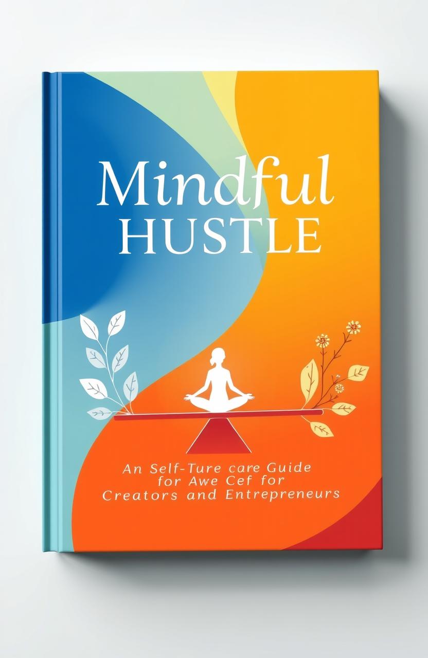 A visually captivating book cover design for *Mindful Hustle: The Self-Care Guide for Creators and Entrepreneurs*
