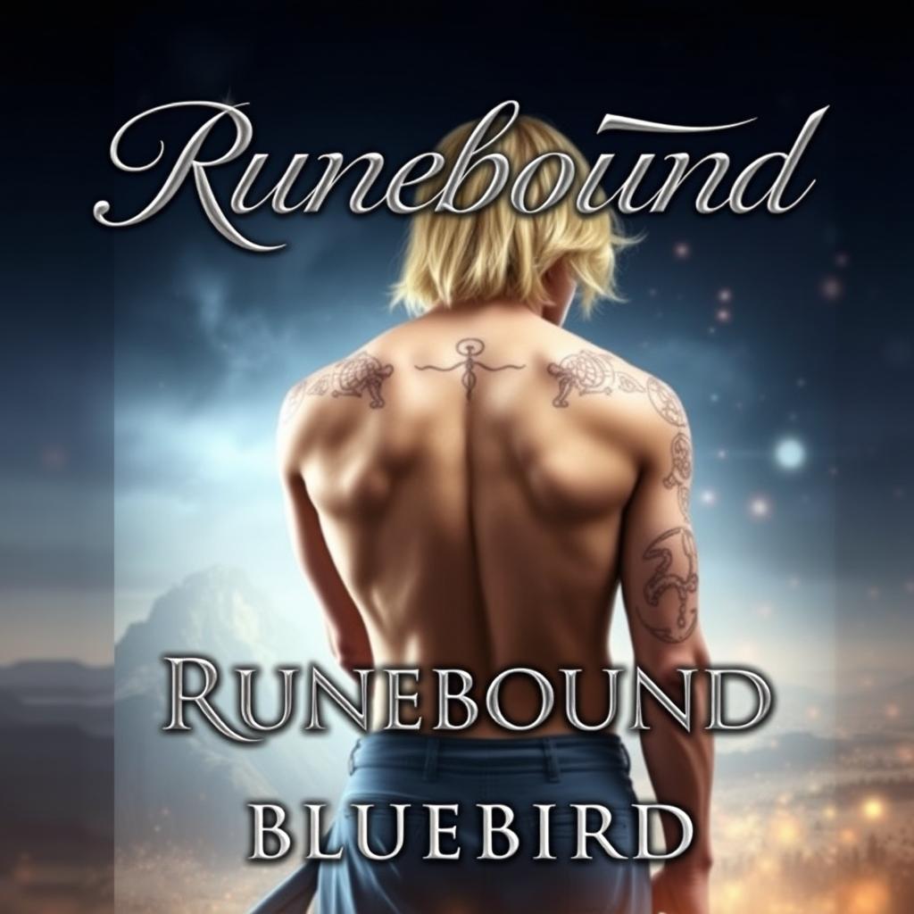 A fantasy book cover featuring the title "RUNEBOUND" in elegant silver cursive lettering at the top with a subtle shadow for depth