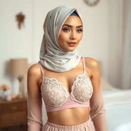 A stylish and modern hijab bra concept, featuring a combination of traditional and contemporary design elements
