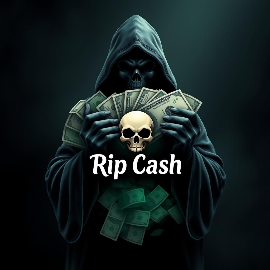 A logo design featuring a mysterious cloaked figure resembling an unknown magician, whose face is obscured