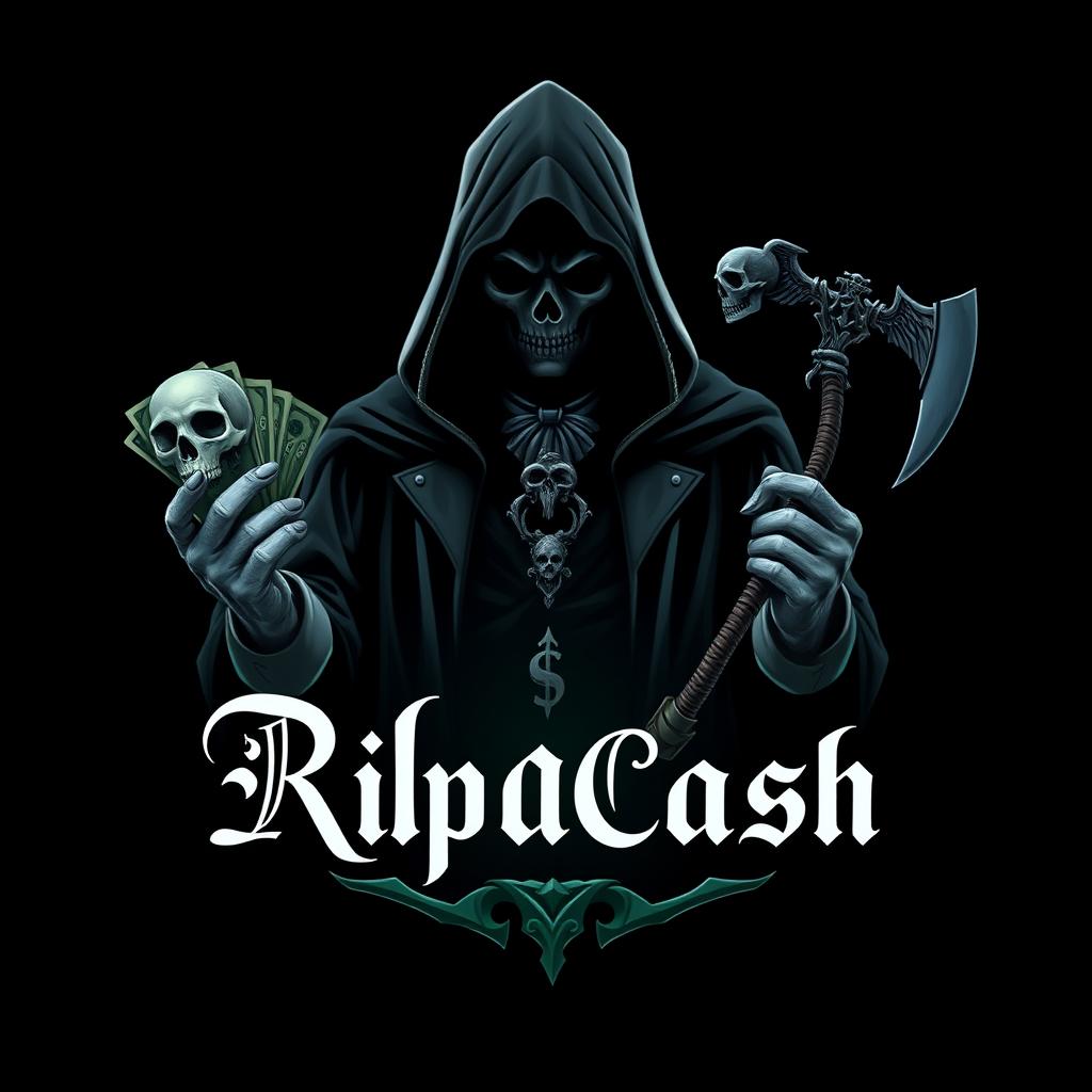 A striking logo featuring a mysterious magician figure wearing a dark cloak, with his face obscured