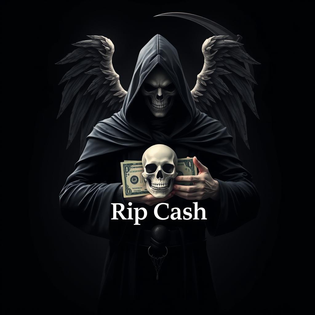 A logo featuring a mysterious person resembling an unknown magician wearing a dark cloak, with their face obscured
