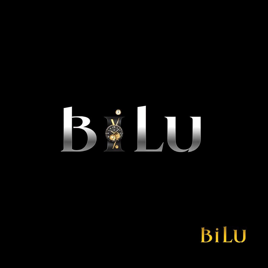 A sleek and modern logo design for a watch brand named 'BILU'