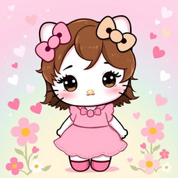 A cute Hello Kitty character inspired by a specific person, embodying her features and personality traits