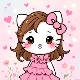 A cute Hello Kitty character inspired by a specific person, embodying her features and personality traits