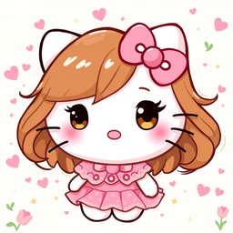 A cute Hello Kitty character inspired by a specific person, embodying her features and personality traits