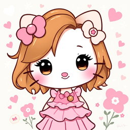 A cute Hello Kitty character inspired by a specific person, embodying her features and personality traits