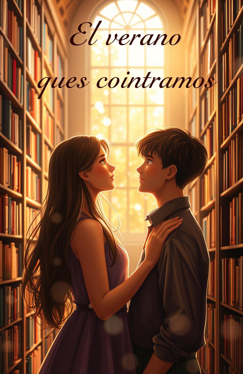 A book cover featuring a romantic scene set in a cozy library