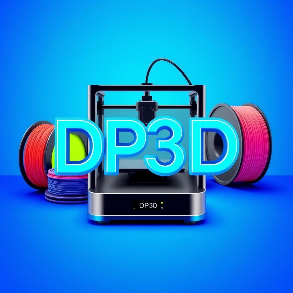 A sleek and modern profile picture for an Instagram account named 'DP3D', focused on 3D printing