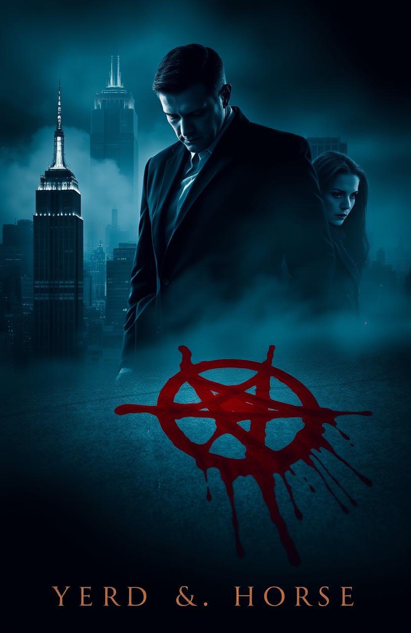 A dark, atmospheric thriller cover featuring a moody New York City skyline at night, shrouded in mist