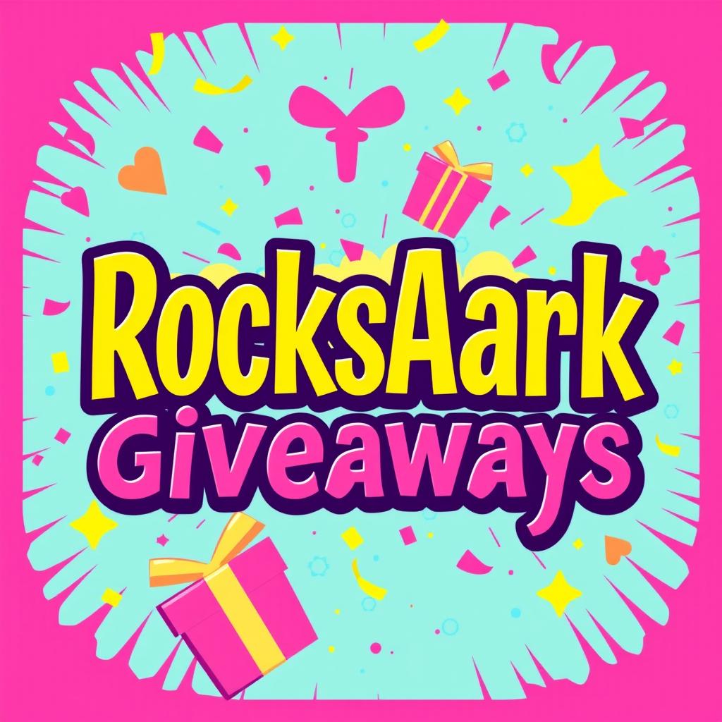 A vibrant and eye-catching promotional graphic that features the text 'RocksArk Giveaways' in bold, stylish typography