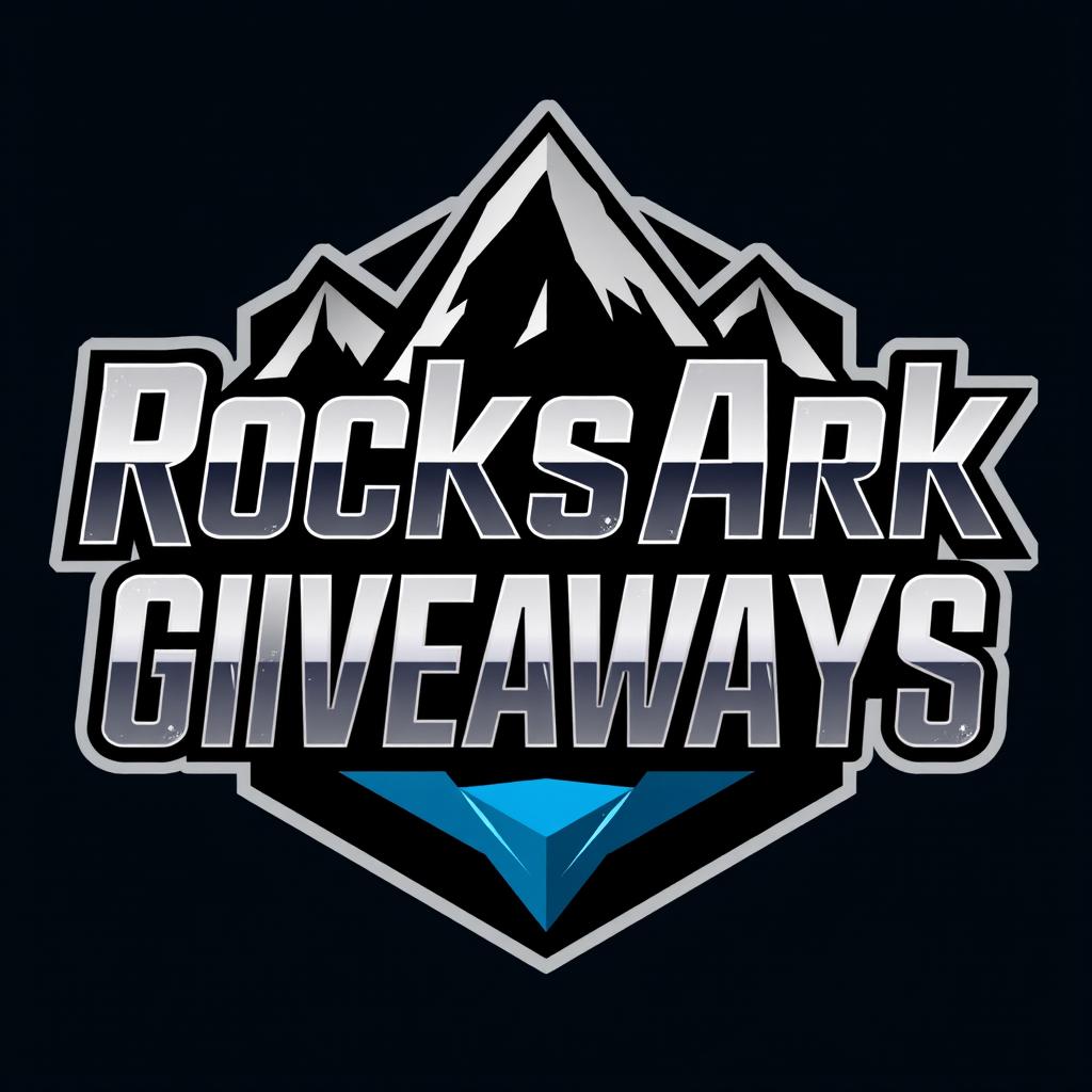 A stylish and modern graphic design featuring the text 'RocksArk Giveaways' prominently displayed