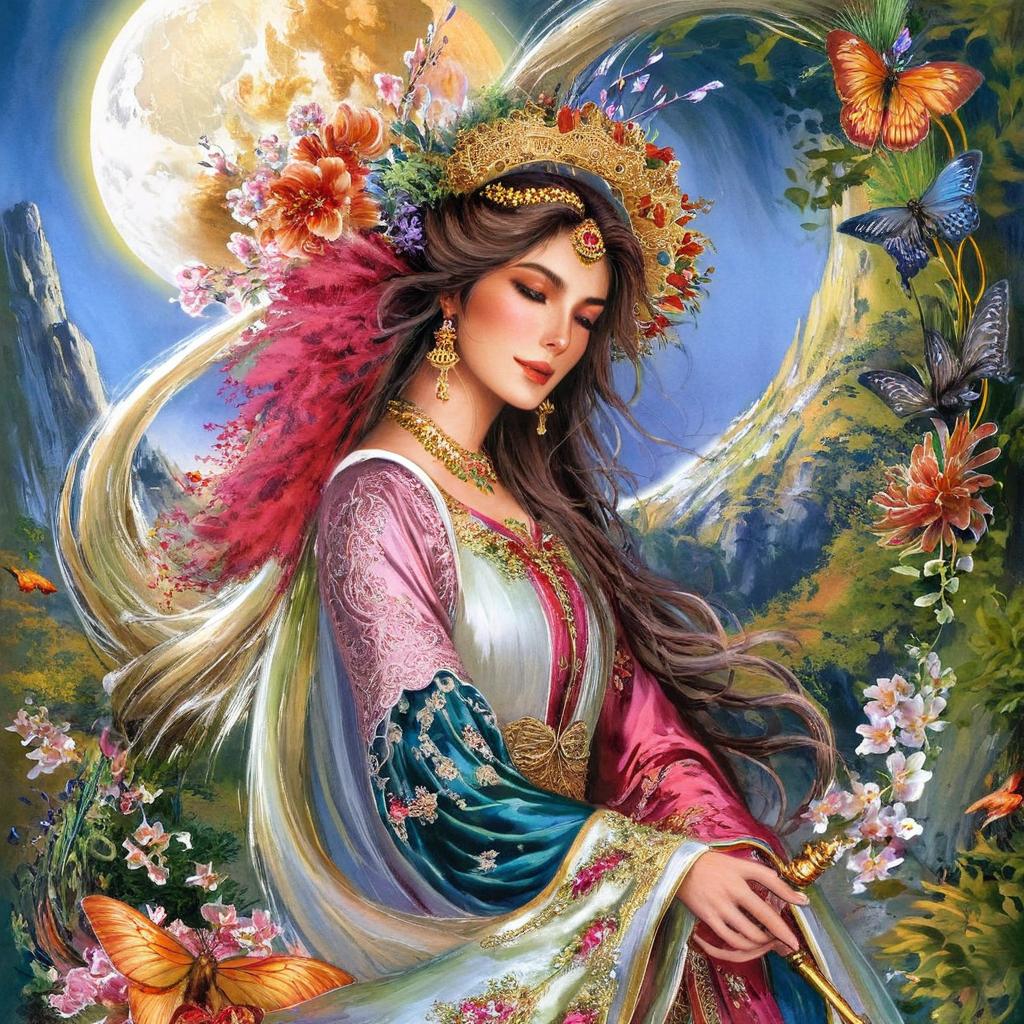 Enchanting Fairy Woman Under Moonlight