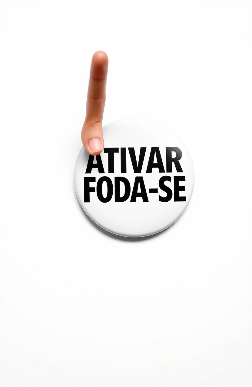 In the midst of a completely white background, a large button prominently displays the phrase "ATIVAR FODA-SE" (Activate F*ck It)