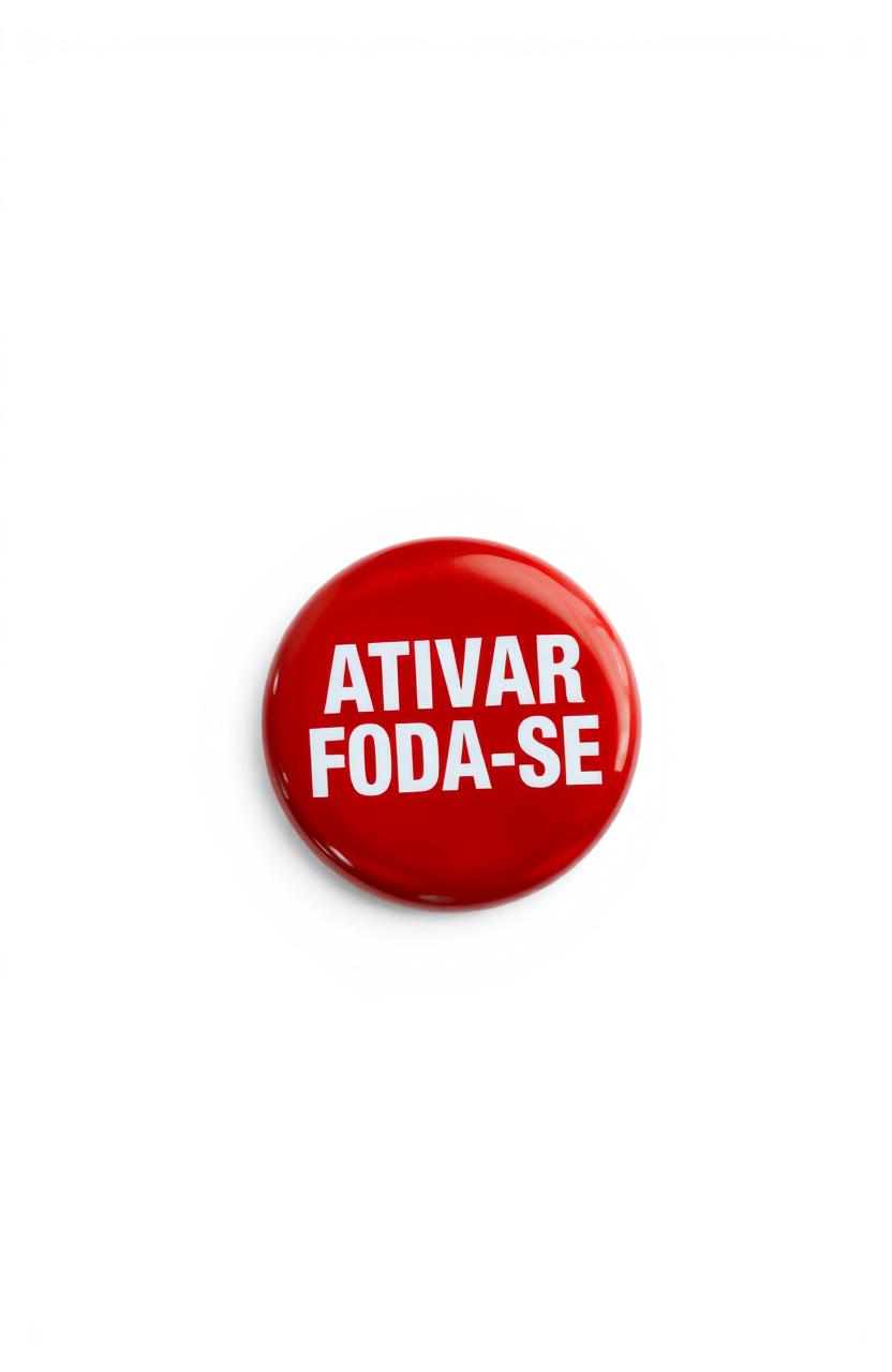 In the middle of an all-white background, a striking red button prominently displays the words 'ATIVAR FODA-SE' in bold, eye-catching font