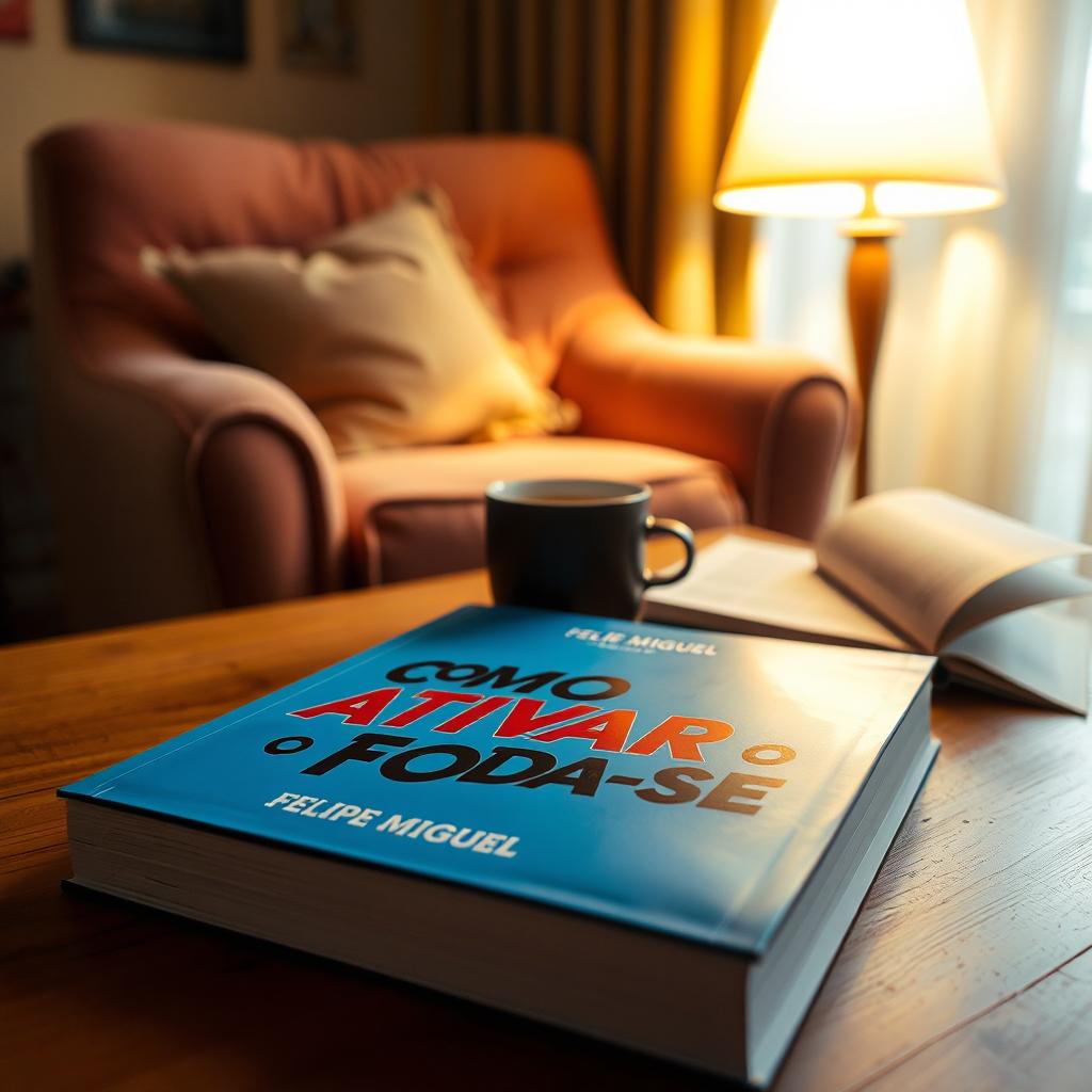 A close-up of the book titled 'Como Ativar o Foda-se' by Felipe Miguel, placed on a wooden table