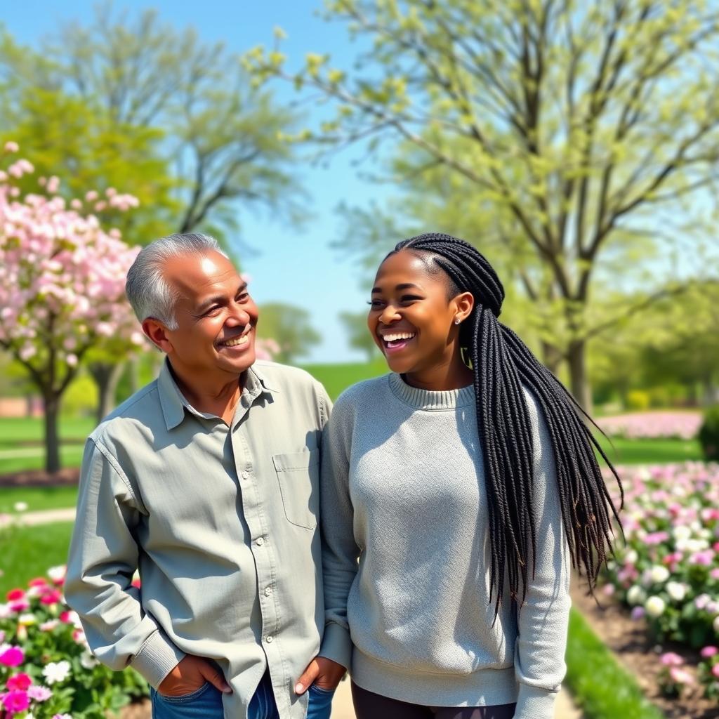 A warm and loving moment between a father and his teenage daughter, both of African descent