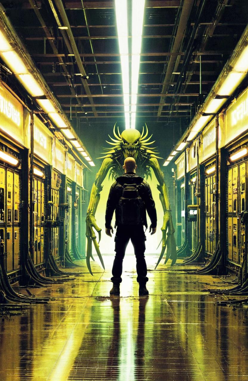 Eerie Subway Corridor: A Comic Book Adventure