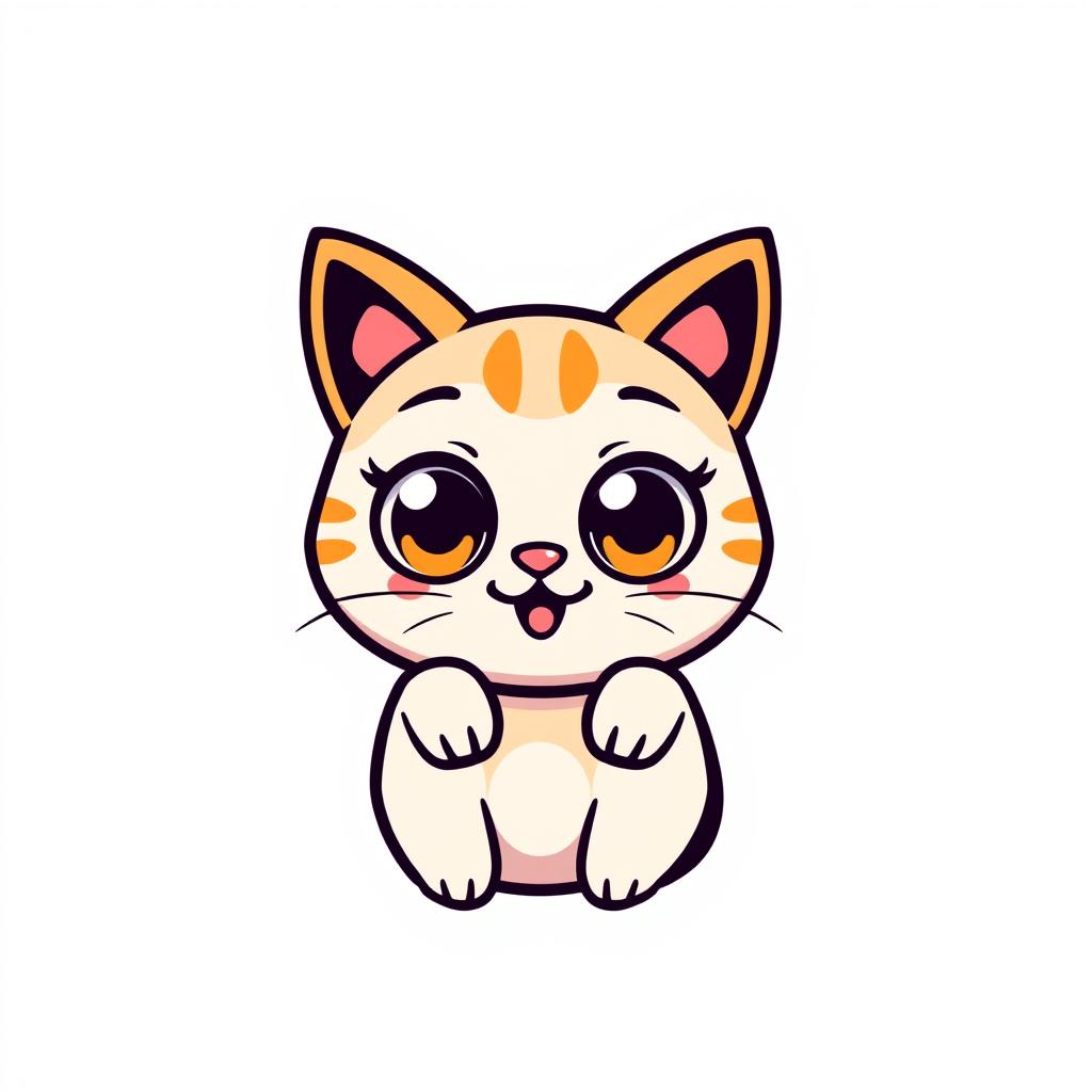 A simple logo design featuring a Neko Cat in a comic style, portrayed in a playful and whimsical manner