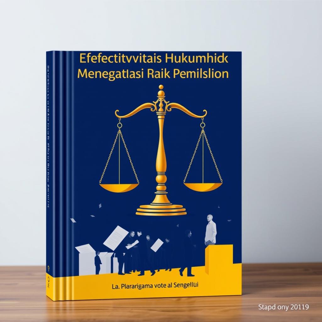 A visually striking book cover design themed around 'Efektivitas Hukum dalam Mengatasi Risiko Pemilu' without any text