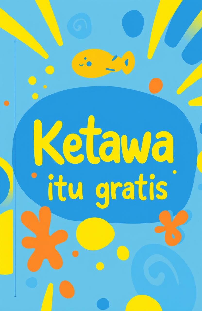 A book cover design titled 'Ketawa itu gratis' featuring a vibrant and playful illustration