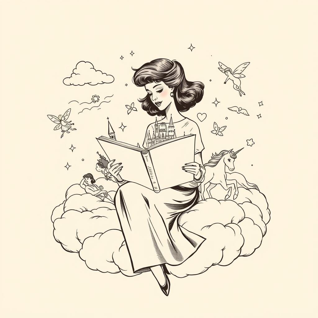Dreamy Vintage Elegance: 1960s Reader on a Cloud