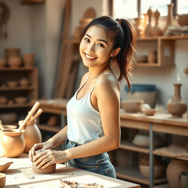 Crafting Beauty: Korean Woman in Pottery