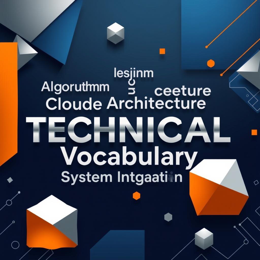 A creative and visually striking representation of professional technical vocabulary, featuring a sleek and modern design