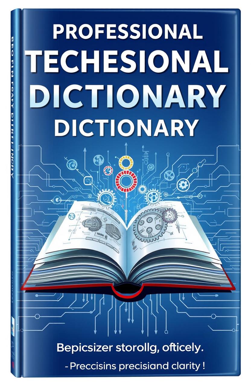 An illustrated cover for a professional technical dictionary, showcasing a modern and sleek design
