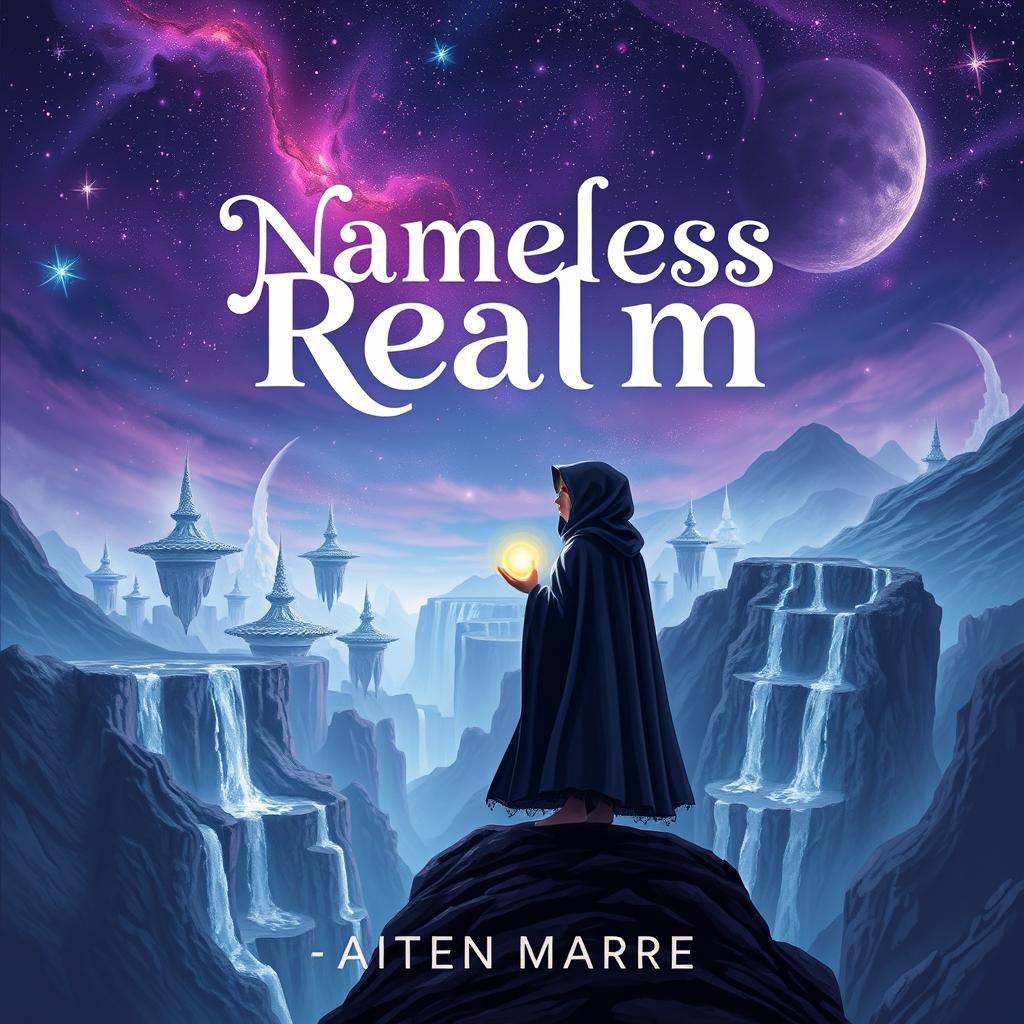 An enchanting book cover for a novel titled 'Nameless Realm'