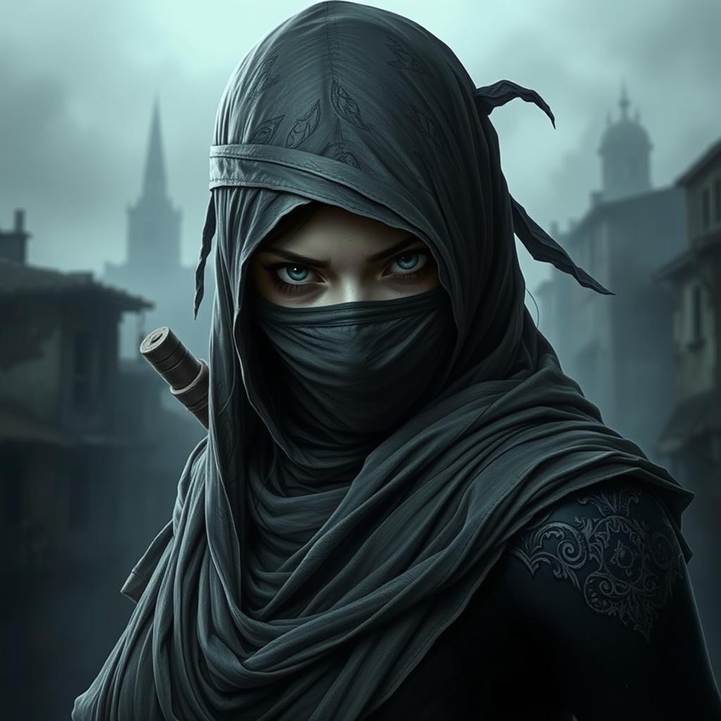 A fierce female ninja hunter set in a dark, gothic-inspired Bloodborne universe