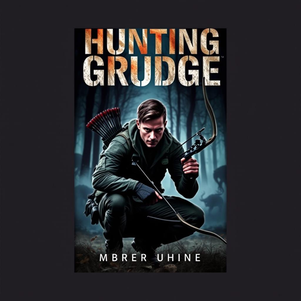 A striking book cover for a novel titled 'Hunting Grudge'